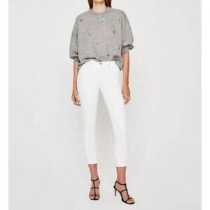 AG Adriano Goldschmied Women's Size US28 White Prima Crop Cigarette Leg Jeans